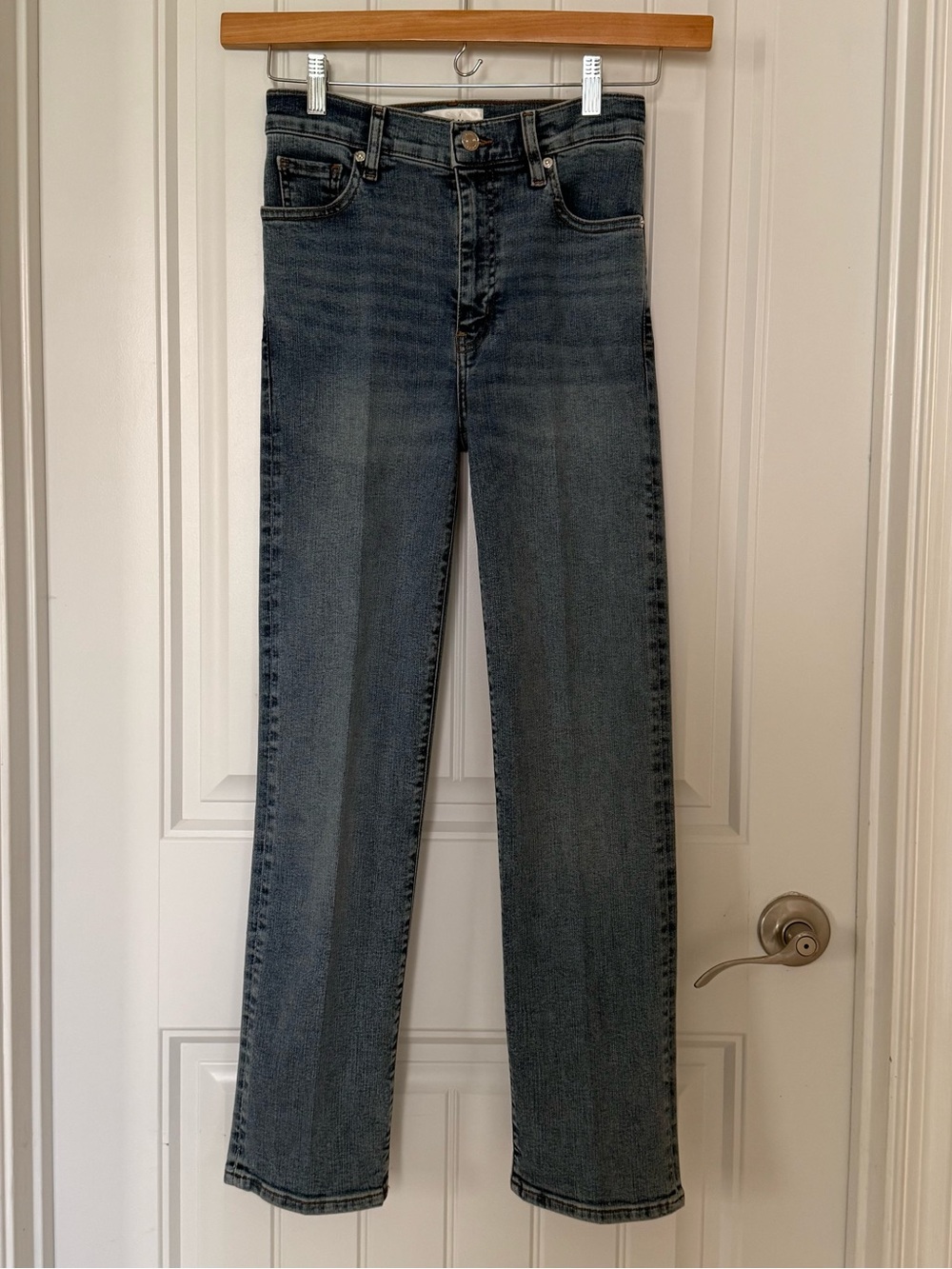 FRAME Le Sleek Straight Jeans Vice Wash Size 25 Ankle Length
